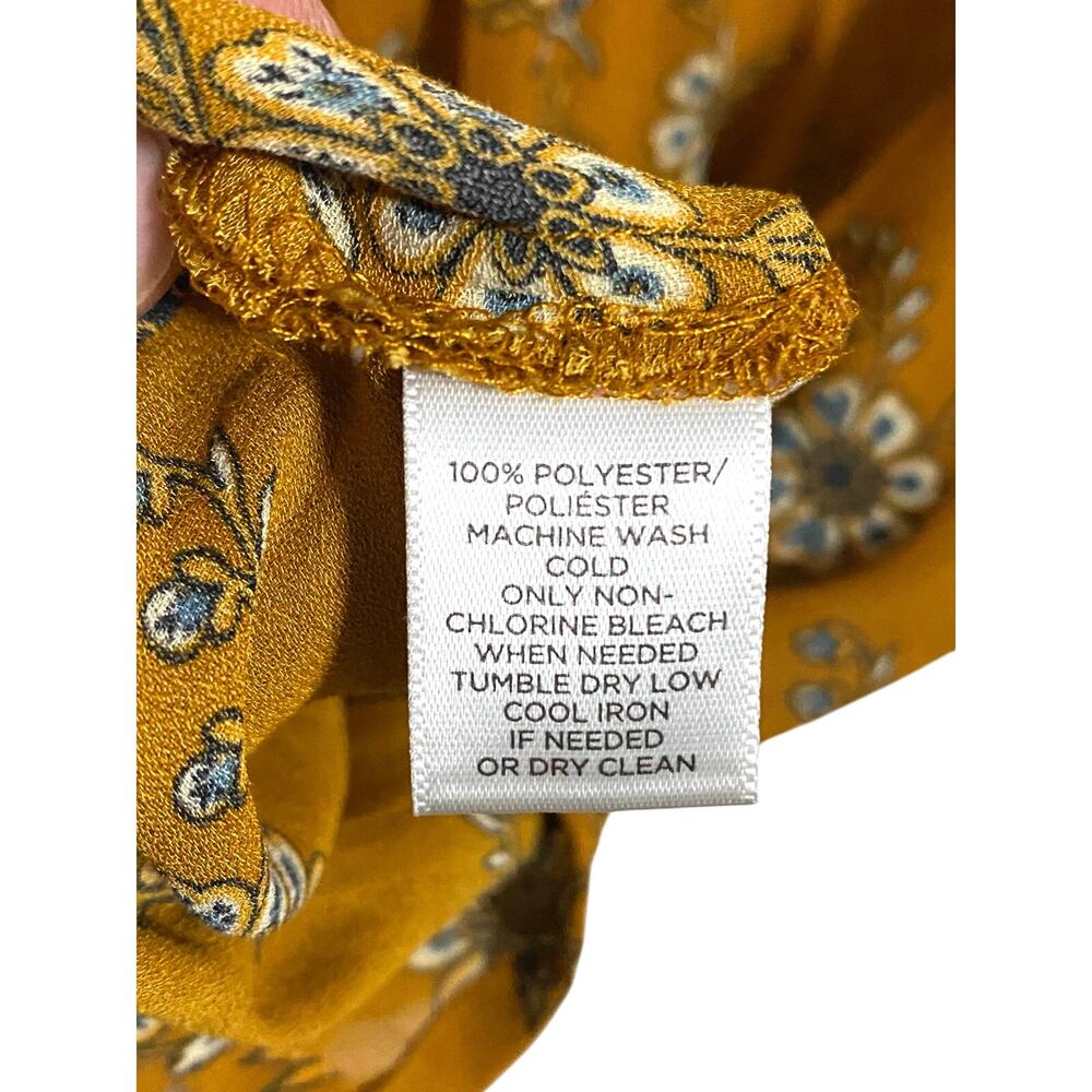 Loft Orange Floral Top Blouse S Peasant Cottage Boho Chic Prairie Ruffles Flowy - Picture 8 of 8